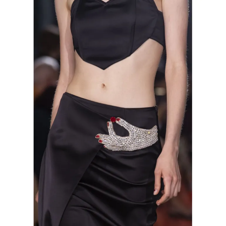 Vivetta Hand Jewel Midi Skirt-Women Skirts