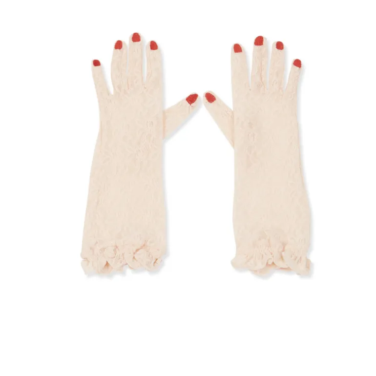 Vivetta Lace Gloves With Embroidered Nails-Women Gloves & Scarves