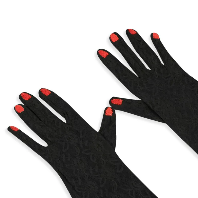 Vivetta Lace Gloves With Embroidered Nails-Women Gloves & Scarves