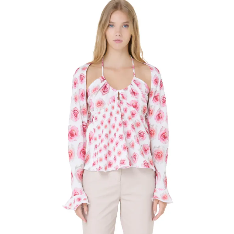 Vivetta Rose Print Blouse-Women Shirts & Tops