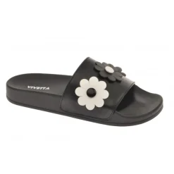 Vivetta Sliders With Flower Appliques-Women Flip Flops & Sliders