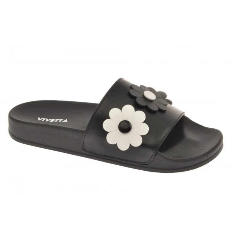 Vivetta Sliders With Flower Appliques-Women Flip Flops & Sliders