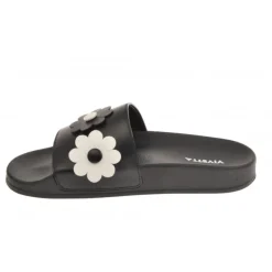 Vivetta Sliders With Flower Appliques-Women Flip Flops & Sliders