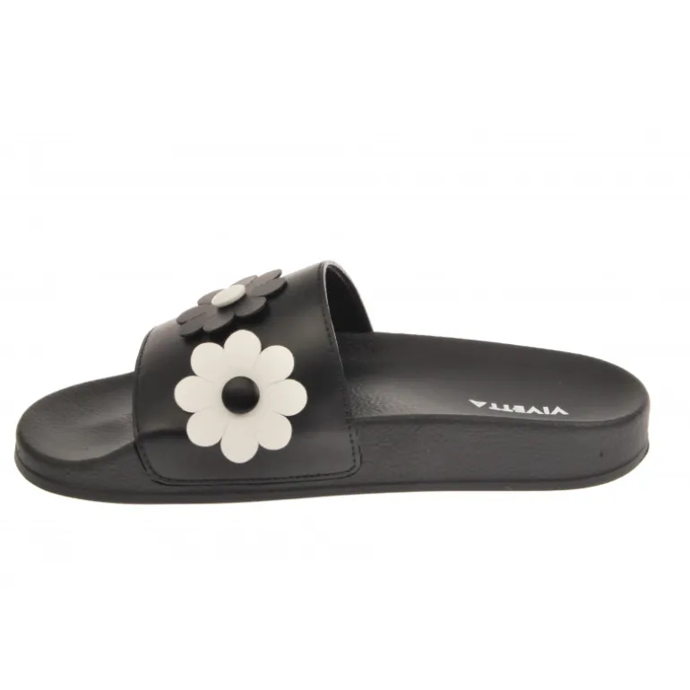 Vivetta Sliders With Flower Appliques-Women Flip Flops & Sliders