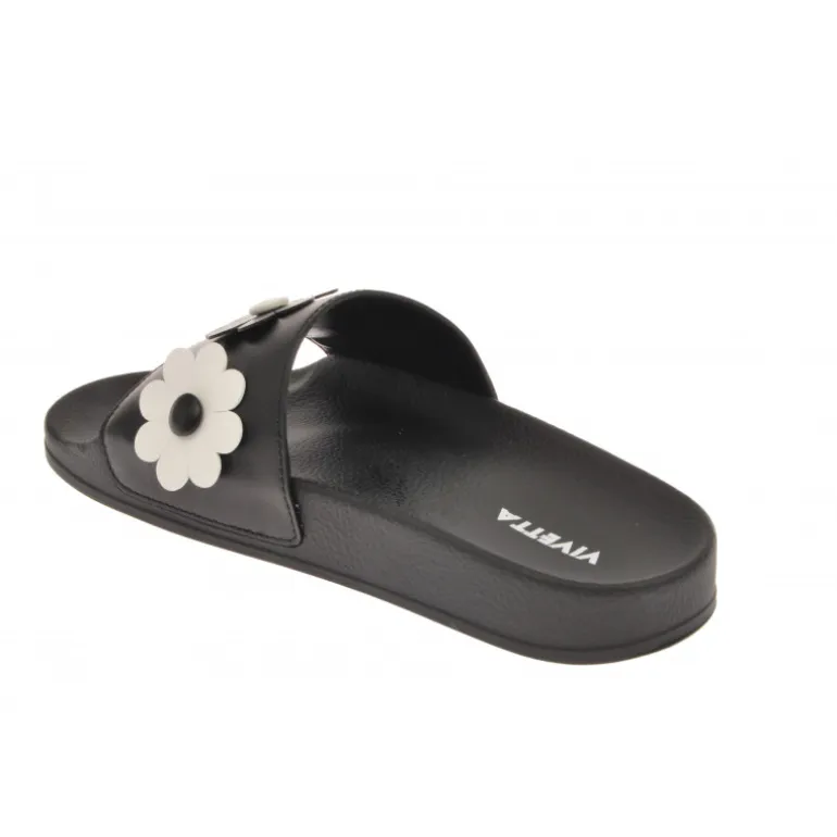 Vivetta Sliders With Flower Appliques-Women Flip Flops & Sliders